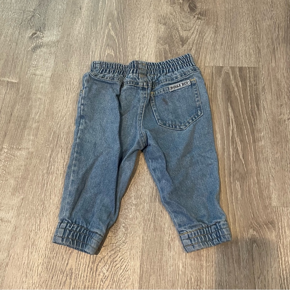 Bugle Boy Vintage Baby Jeans Blue Denim Snaps Elastic Waist Size 12 Months - Picture 3 of 5